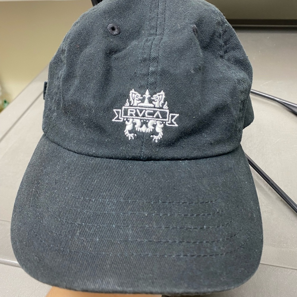 Rvca black strap back dad hat
